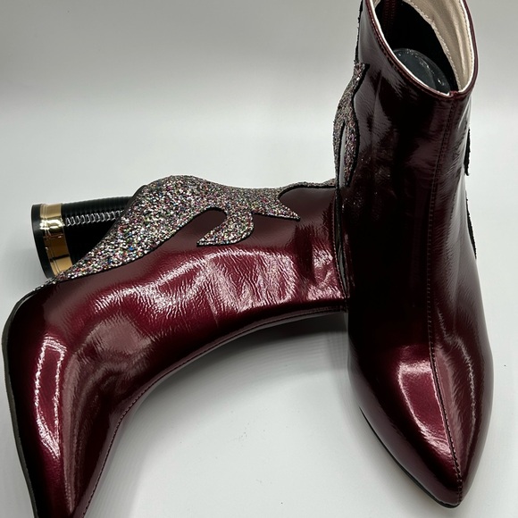Women’s Wine Multicolored Glitter Embellished Ankle Boots Size 9 1/2 NWOT - Picture 3 of 13